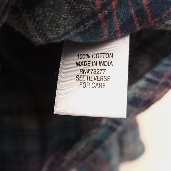 Sonoma Flannel Shirt Size Large Plaid Button Down Long Sleeve 100% Cotton Blue - Picture 6 of 6